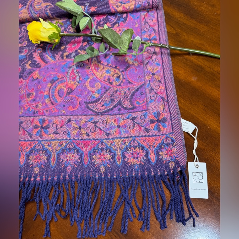 Elegant Paisley Purple Scarf Pashmina Wrap Shawl